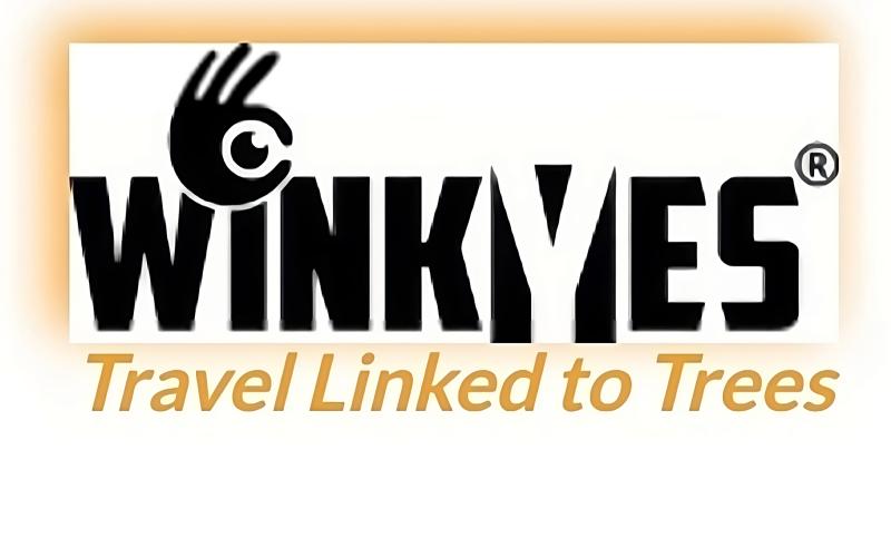 Logo di Winkyes con dicitura Viaggi Legati Agli Alberi scritto in inglese
